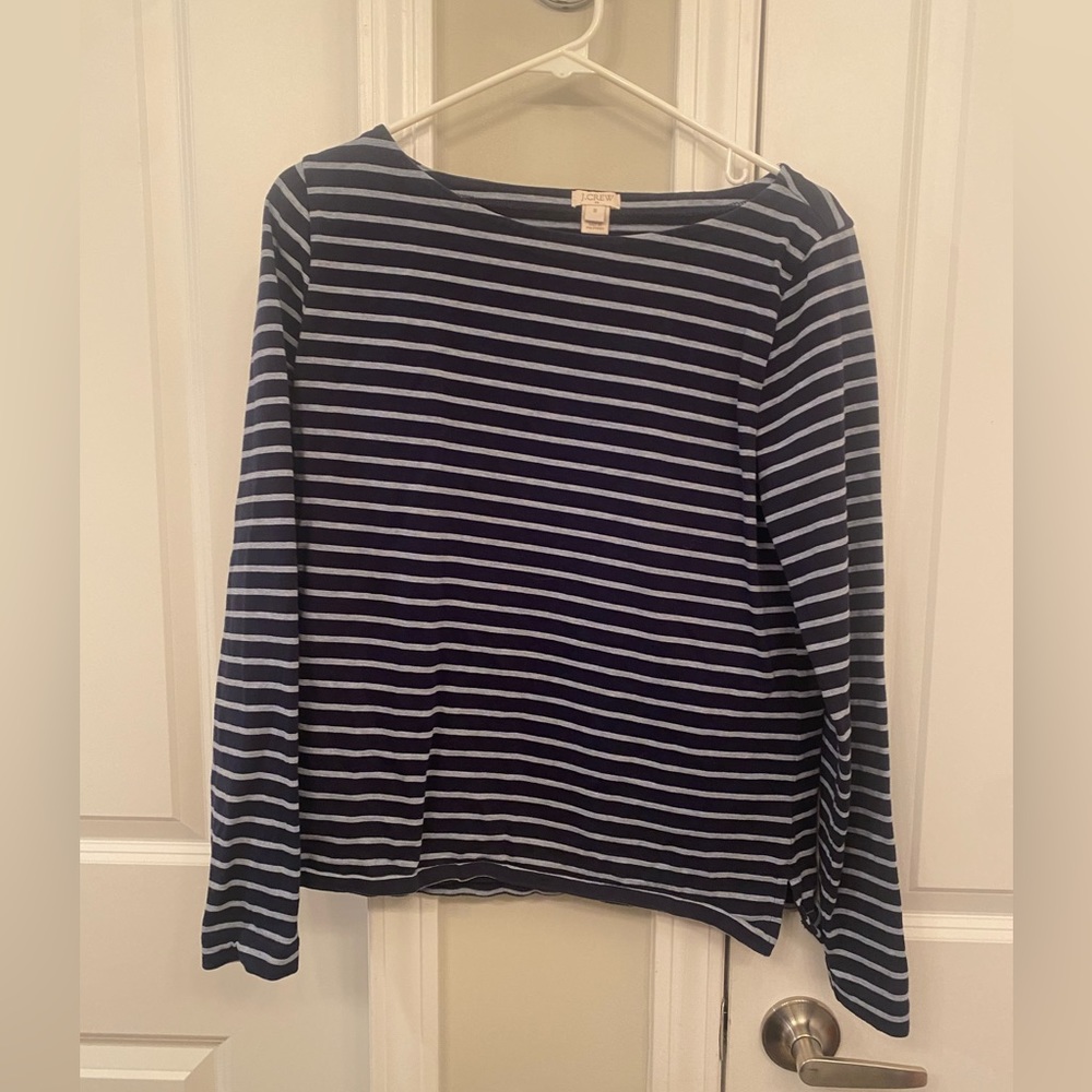JCrew thick material blue striped long sleeve shirt. Perfect condition. Size M
